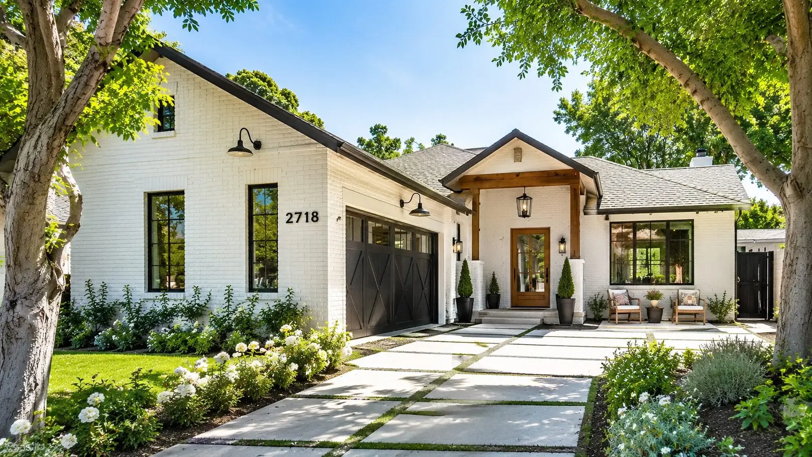White single-story home with landscaped front yard in Orange County